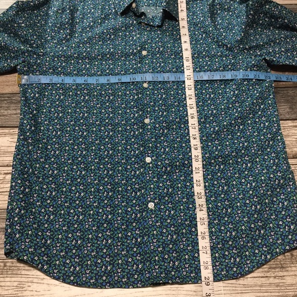 Banana Republic Non Iron Untucked Slim Fit Floral Shirt Men’s L Blue Green - Picture 2 of 8